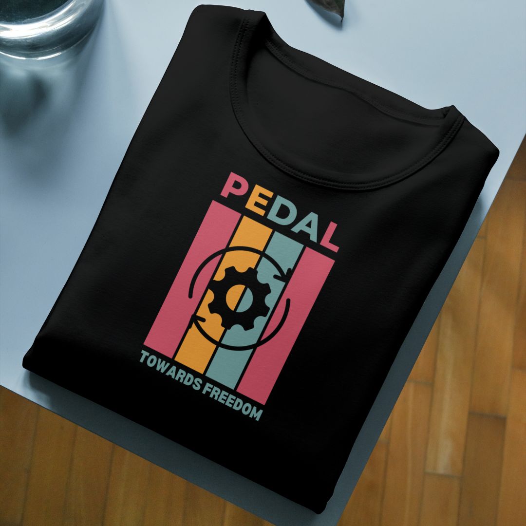 "Pedal towards Freedom" The Ultimate Unisex Classic Black Cycling T-Shirt: