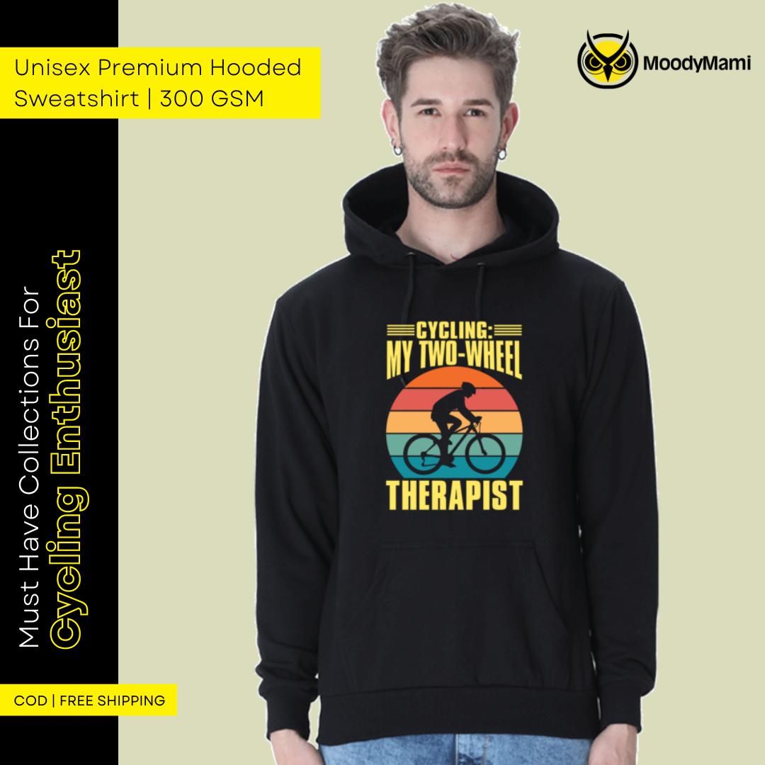 Cycling My Two Wheel Therapist Unisex Premium Hooded Sweatshirt Moody Mami