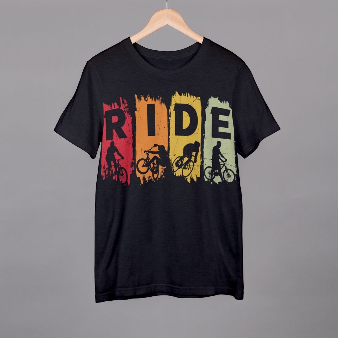 "RIDE" Mountain Bike Classic Men's Cotton T-Shirt.