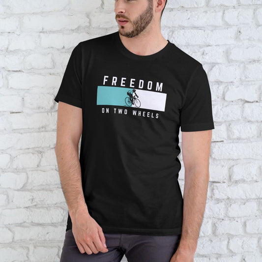 "FREEDOM on two Wheels" The Ultimate Unisex Classic Black Cycling T-Shirt: