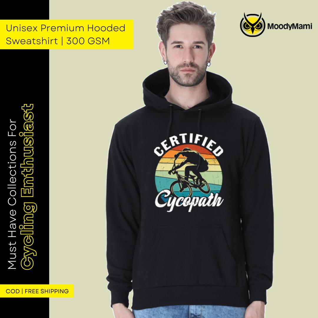 "Certified Cycopath" Unisex Premium Hooded Sweatshirt