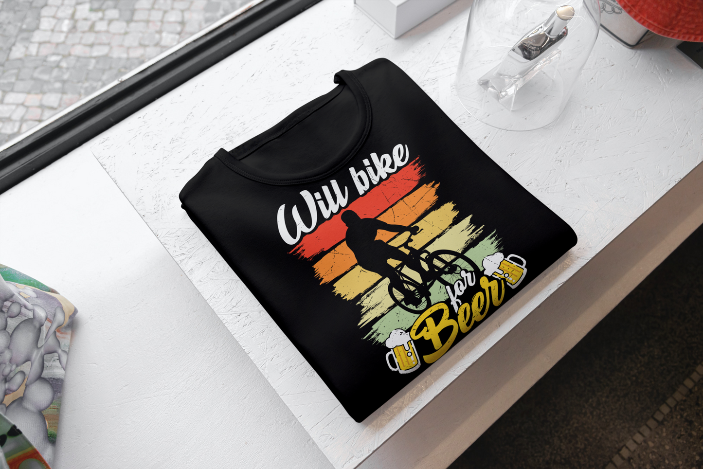 " Will Bike For Beer" The Ultimate Cycling Classic T-shirt for Men